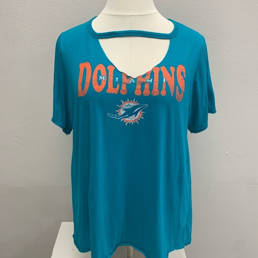 NFL Teal Miami Dolphins Women's Short Sleeve Tee.  Size 2x